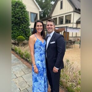 Lulu's Blue Floral Wrap Maxi Dress